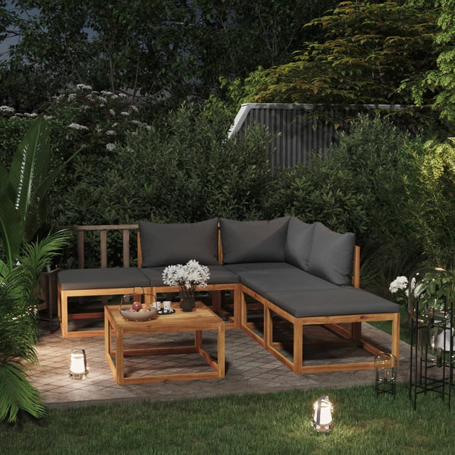 6 Piece Garden Lounge Set With Cushions Solid Wood Acacia (Uk/Ie/Fi/No Only)