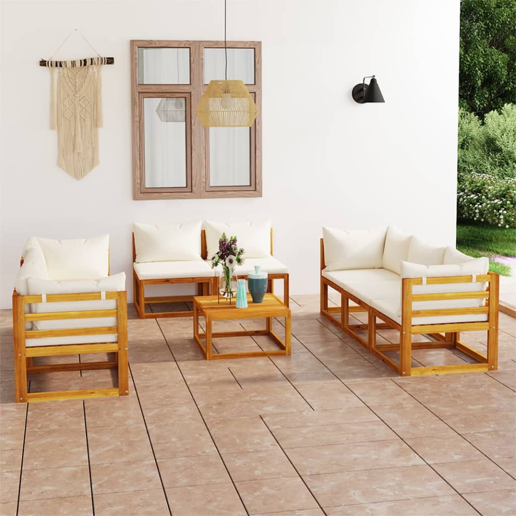 6 Piece Garden Lounge Set With Cushions Solid Wood Acacia (Uk/Ie/Fi/No Only)