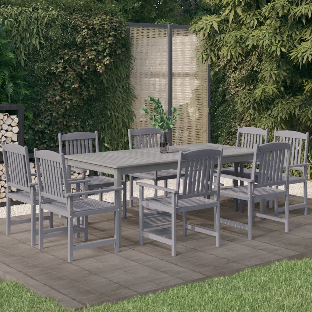 7 Piece Garden Dining Set Solid Wood Acacia Grey