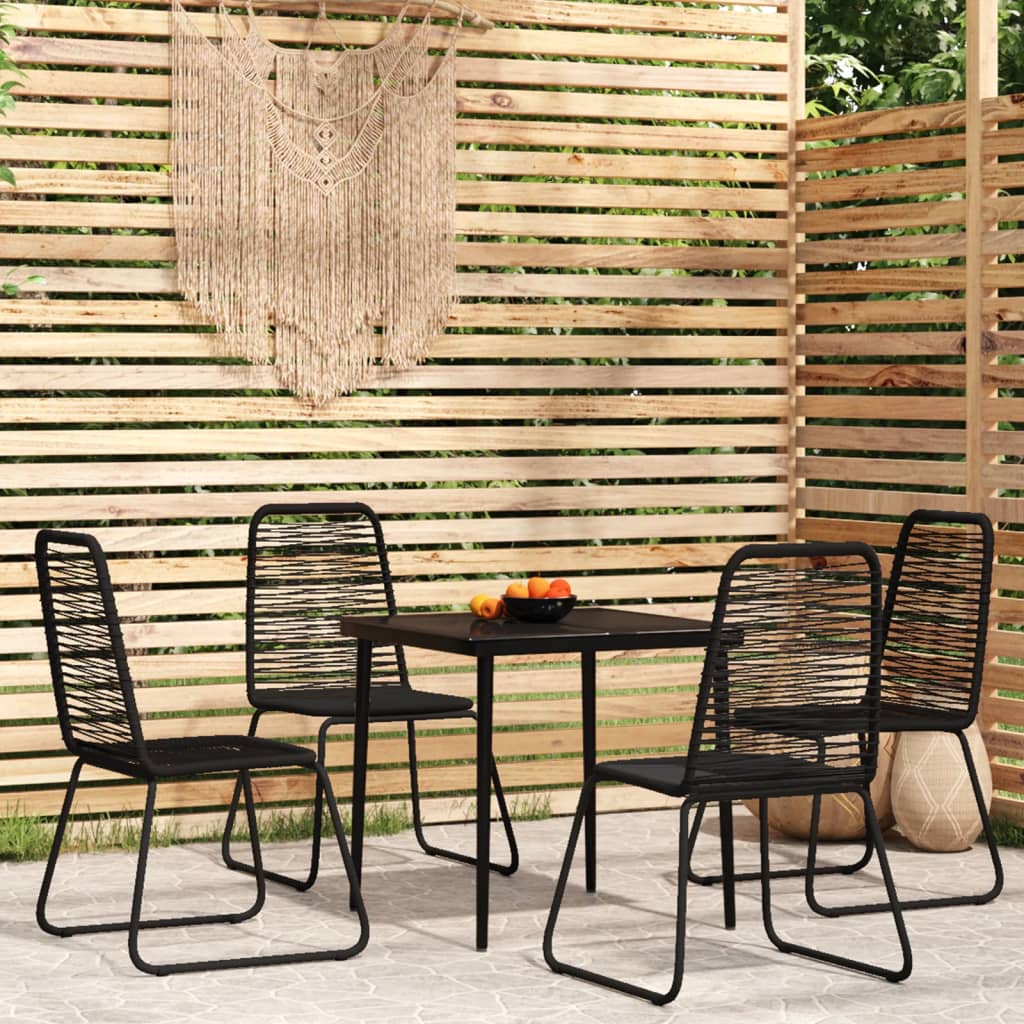 7 Piece Garden Dining Set Black