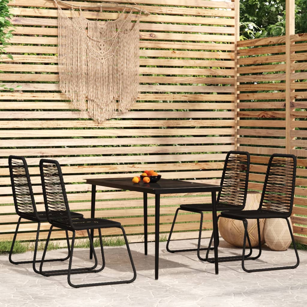7 Piece Garden Dining Set Black