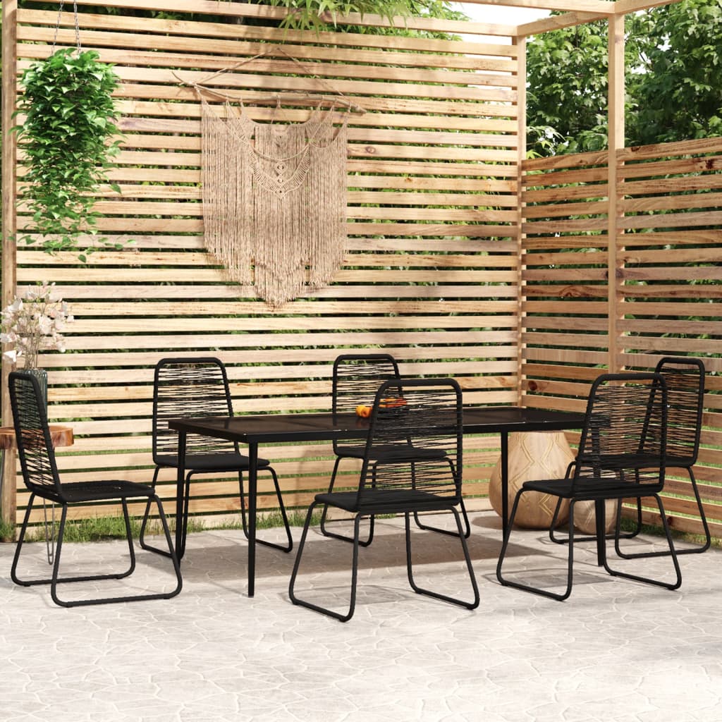 7 Piece Garden Dining Set Black