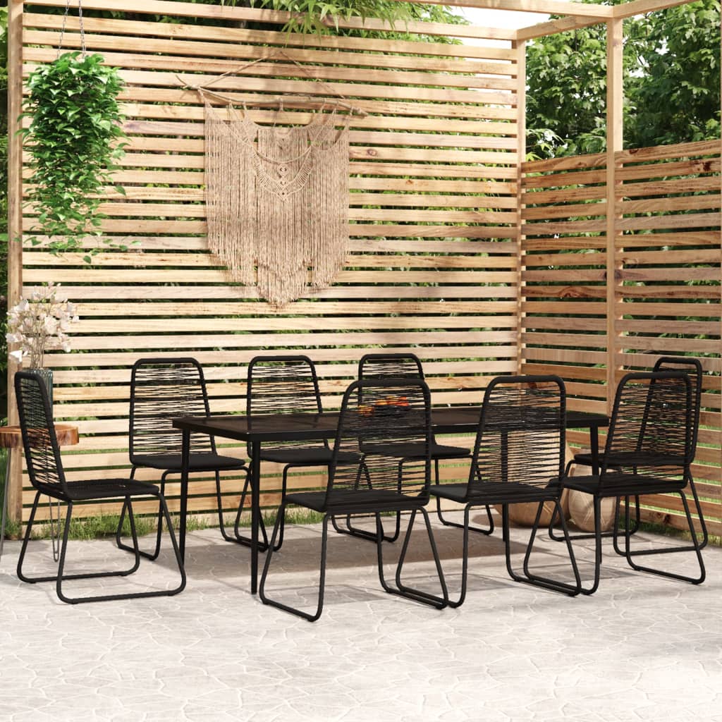 7 Piece Garden Dining Set Black