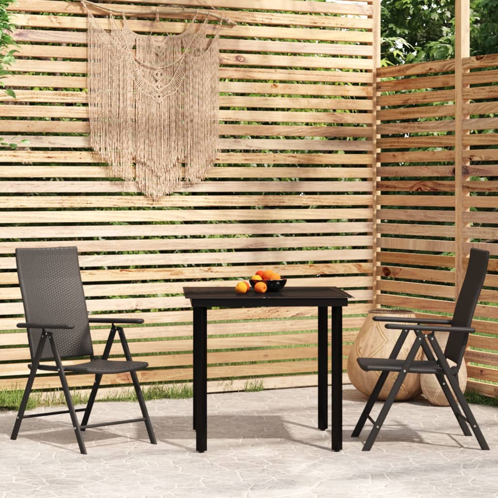 7 Piece Garden Dining Set Black