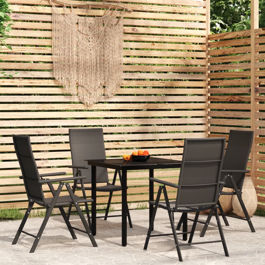 7 Piece Garden Dining Set Black