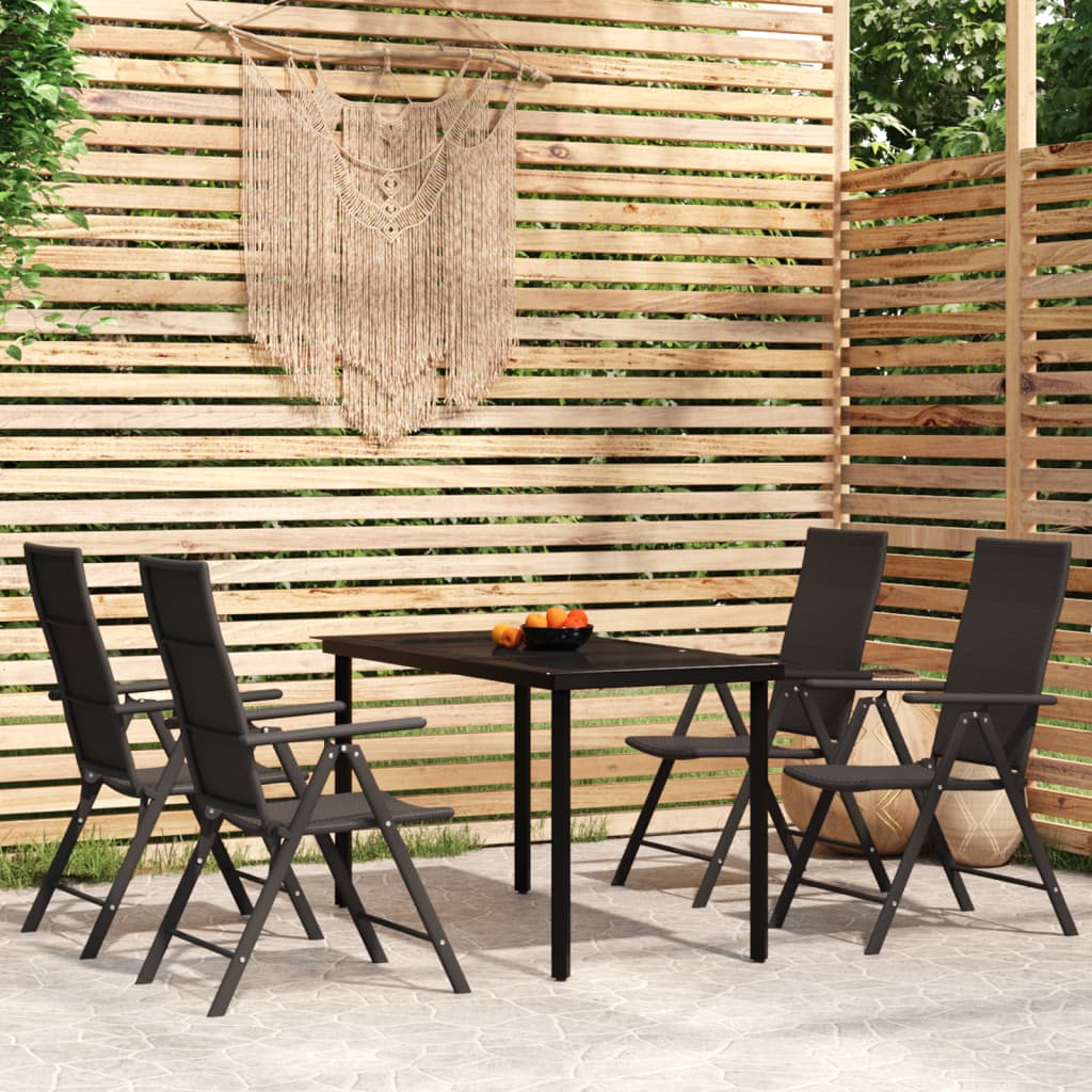 7 Piece Garden Dining Set Black
