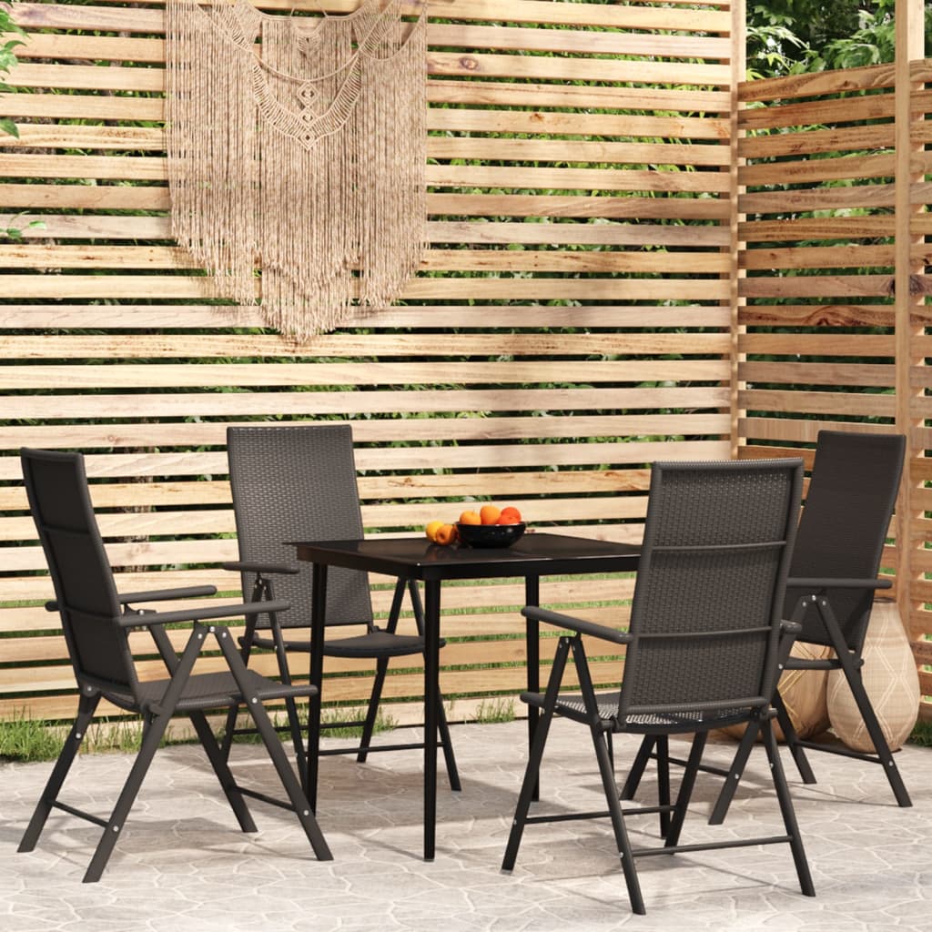 7 Piece Garden Dining Set Black