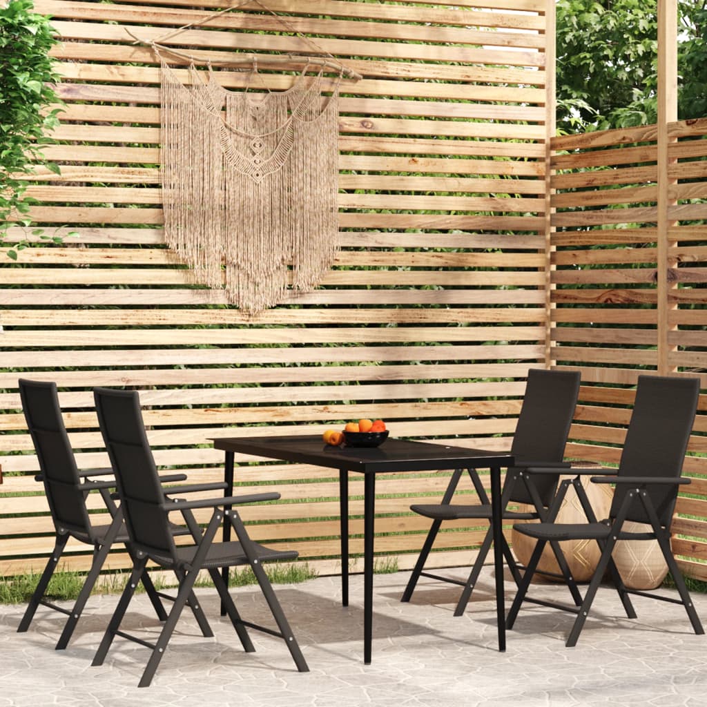 7 Piece Garden Dining Set Black