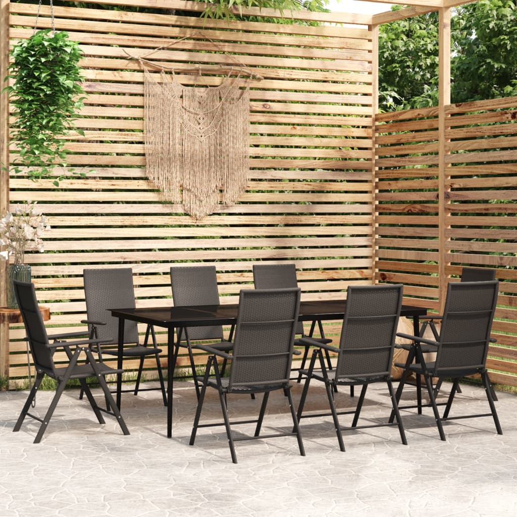 7 Piece Garden Dining Set Black