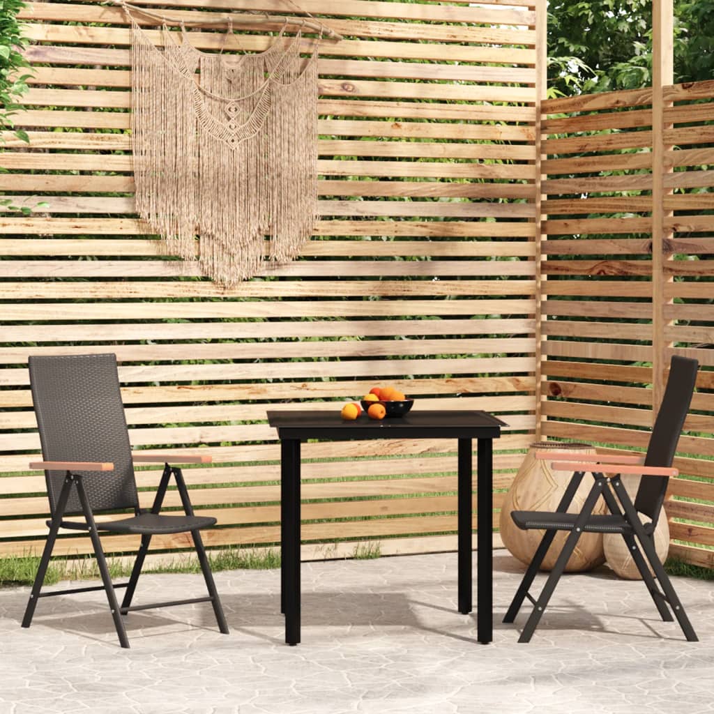 5 Piece Garden Dining Set Black And Brown Poly Rattan