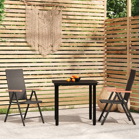 5 Piece Garden Dining Set Black And Brown Poly Rattan