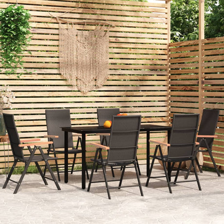 5 Piece Garden Dining Set Black And Brown Poly Rattan