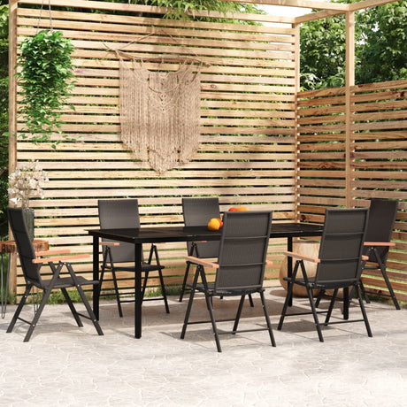 5 Piece Garden Dining Set Black And Brown Poly Rattan