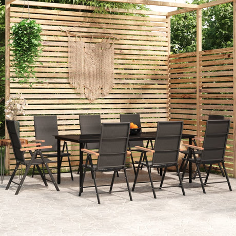 5 Piece Garden Dining Set Black And Brown Poly Rattan