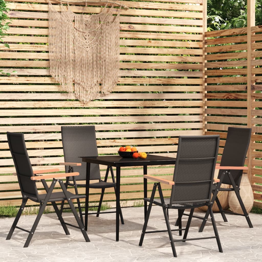 3 Piece Garden Dining Set Black