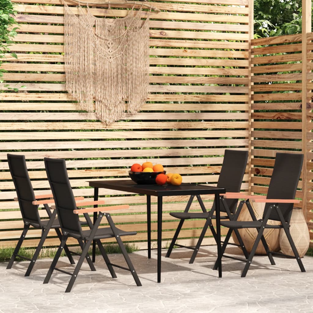 3 Piece Garden Dining Set Black
