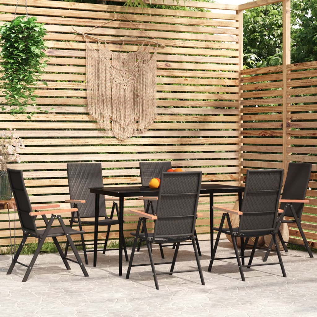 3 Piece Garden Dining Set Black