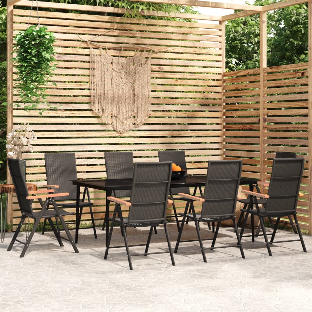 3 Piece Garden Dining Set Black
