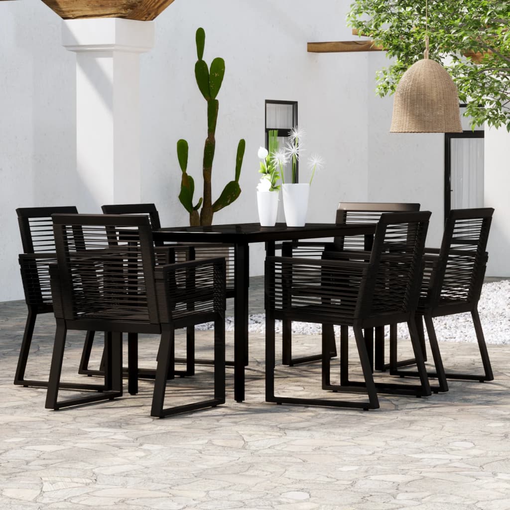 5 Piece Garden Dining Set Black