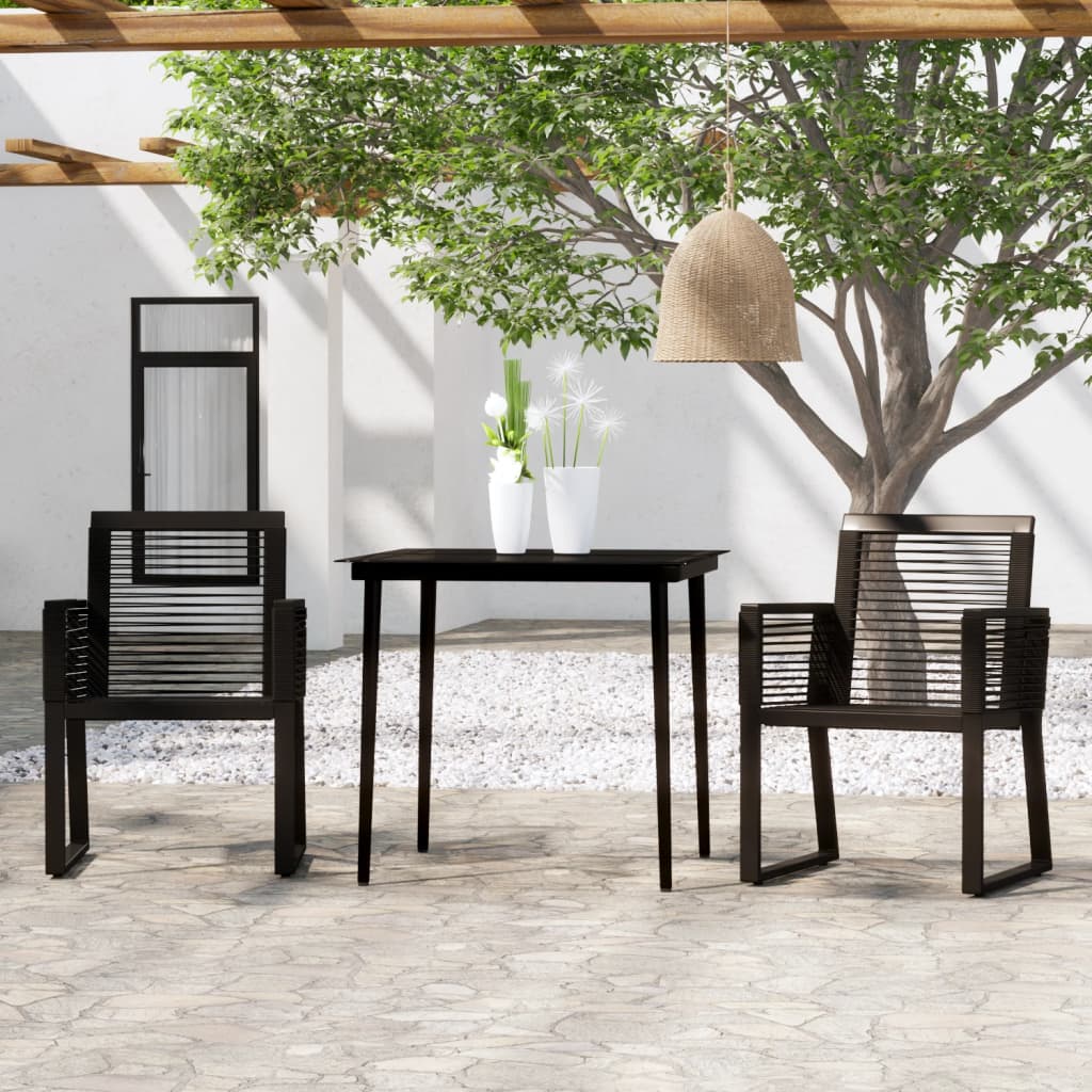 5 Piece Garden Dining Set Black Pvc Rattan