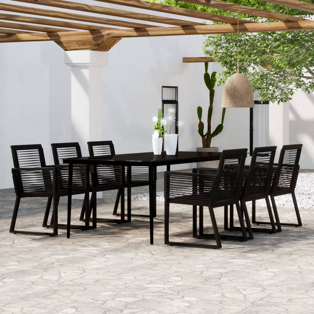 5 Piece Garden Dining Set Black Pvc Rattan