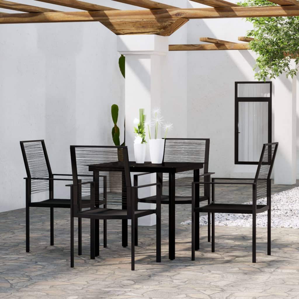 3 Piece Garden Dining Set Black