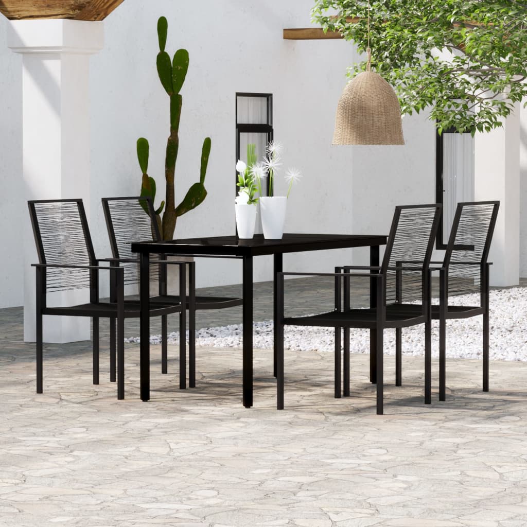 3 Piece Garden Dining Set Black