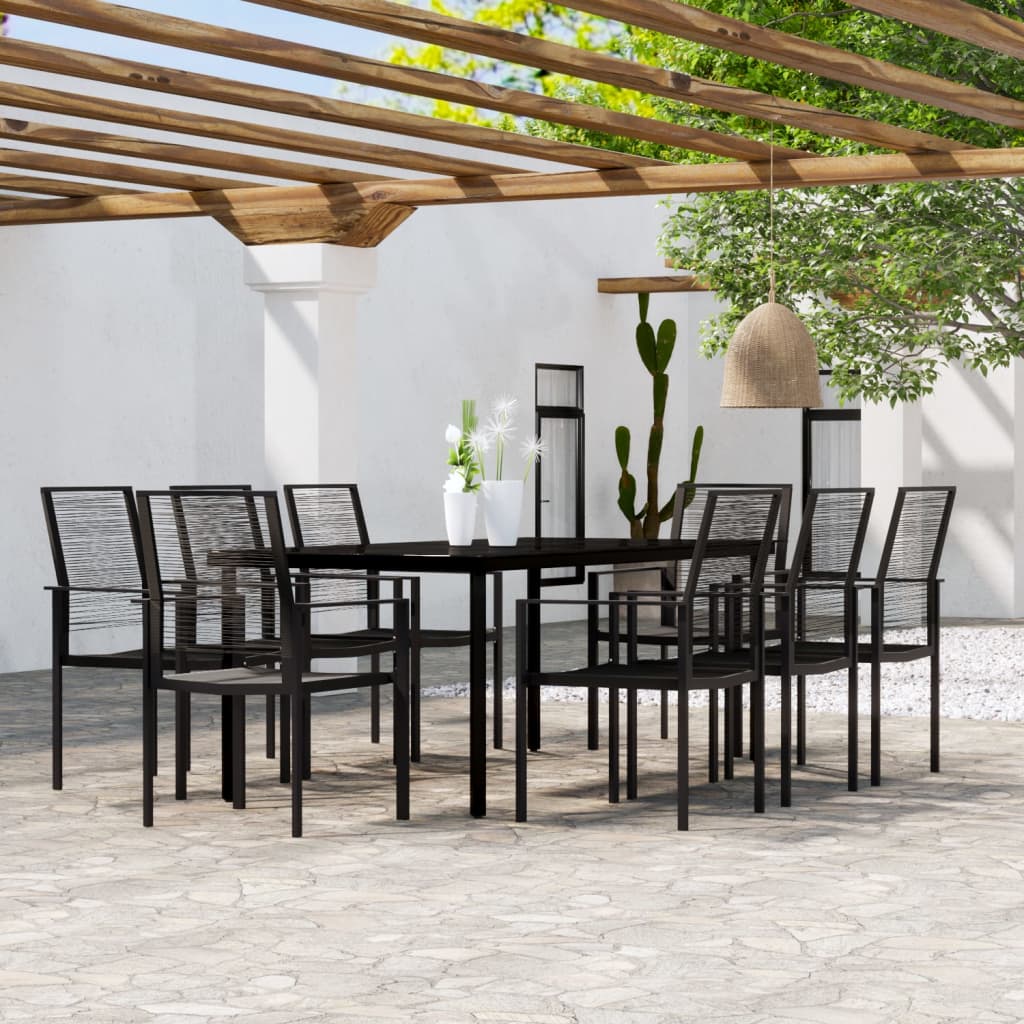 3 Piece Garden Dining Set Black