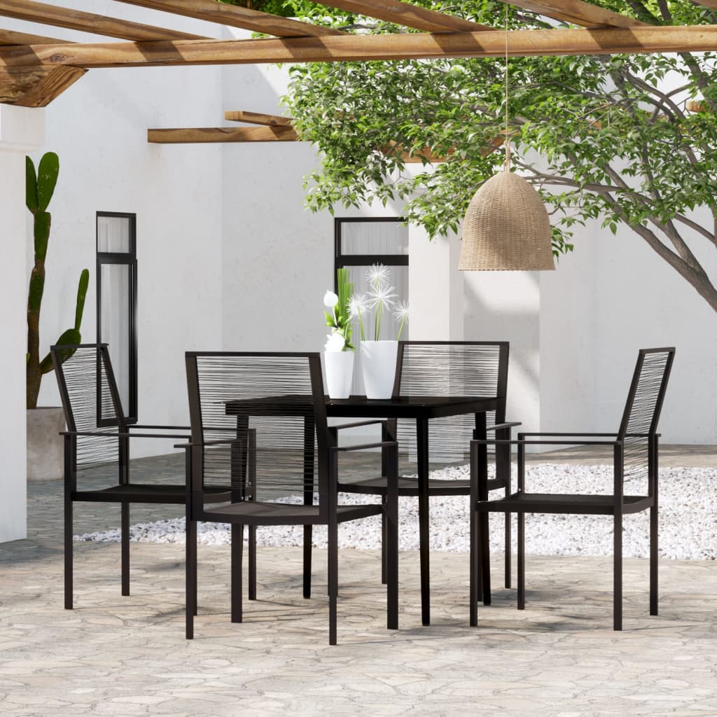 7 Piece Garden Dining Set Black