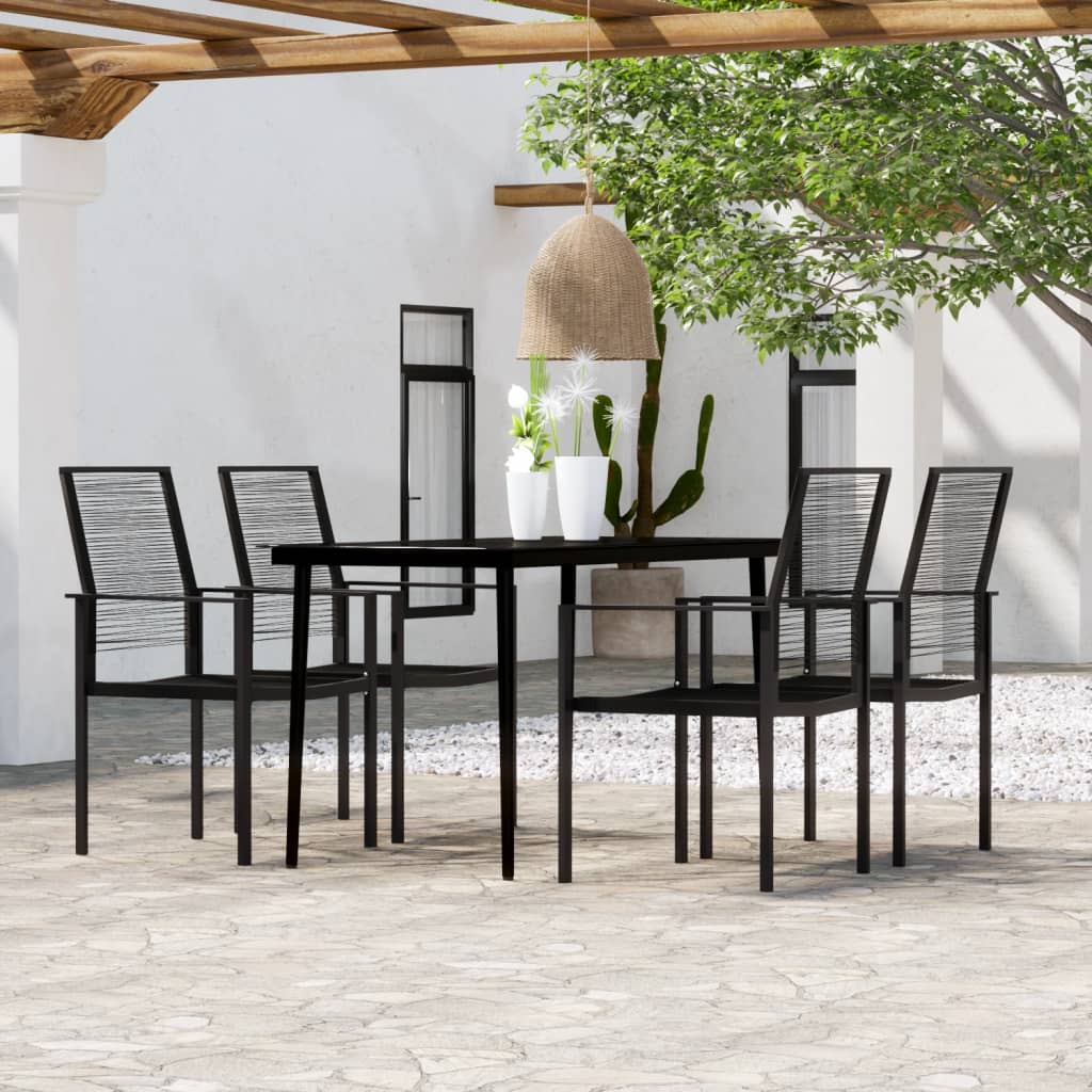 7 Piece Garden Dining Set Black