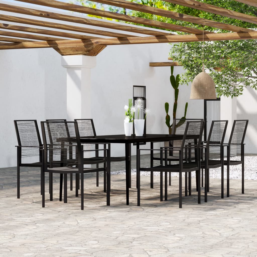 7 Piece Garden Dining Set Black
