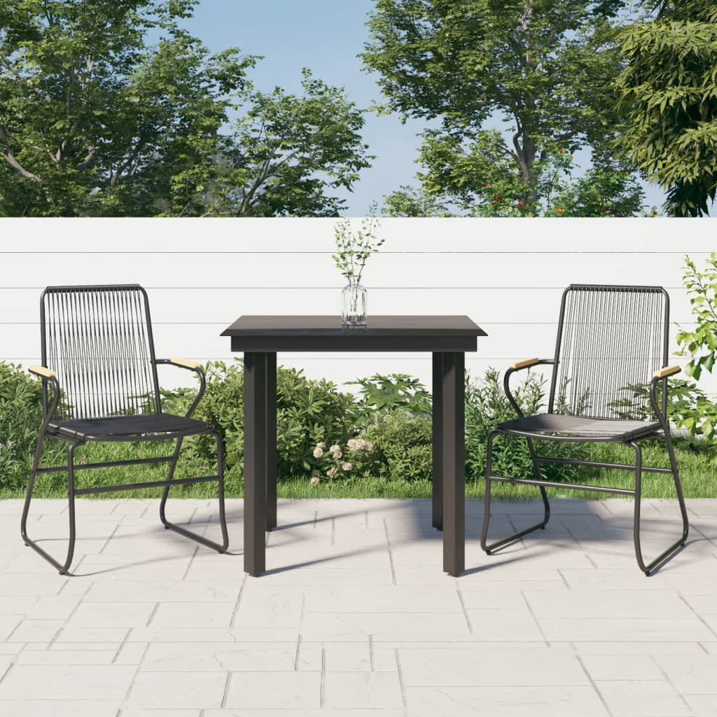 5 Piece Garden Dining Set Black Pvc Rattan