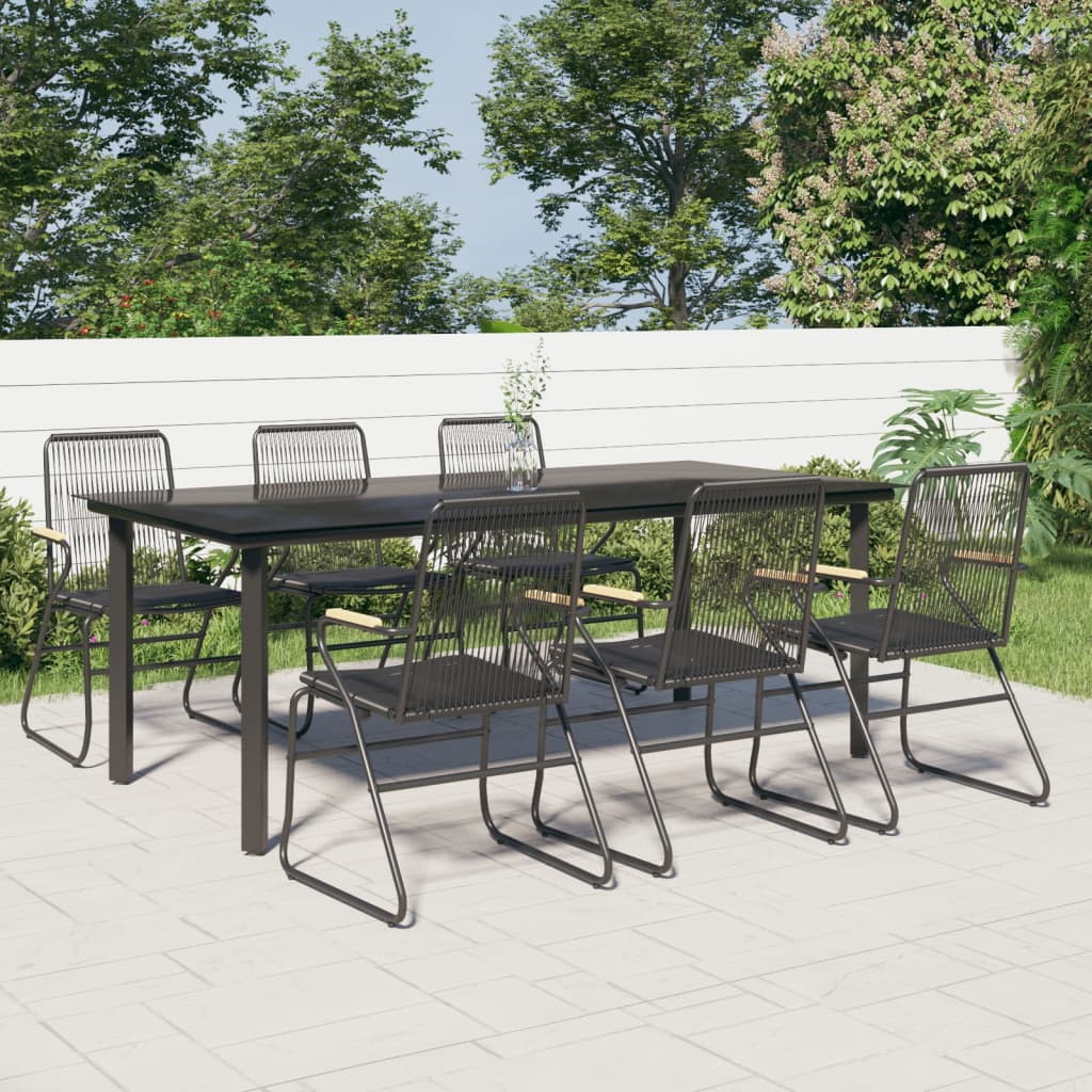 5 Piece Garden Dining Set Black Pvc Rattan