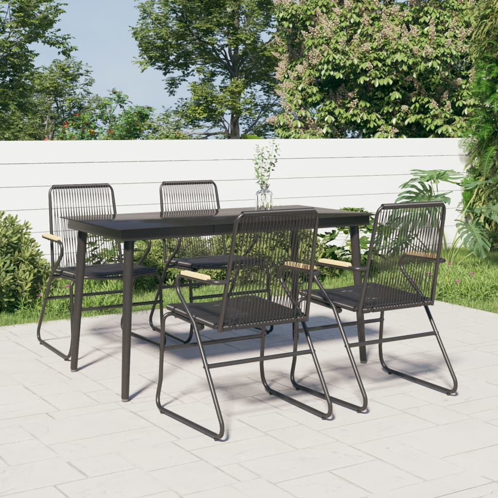 3 Piece Garden Dining Set Black Pvc Rattan