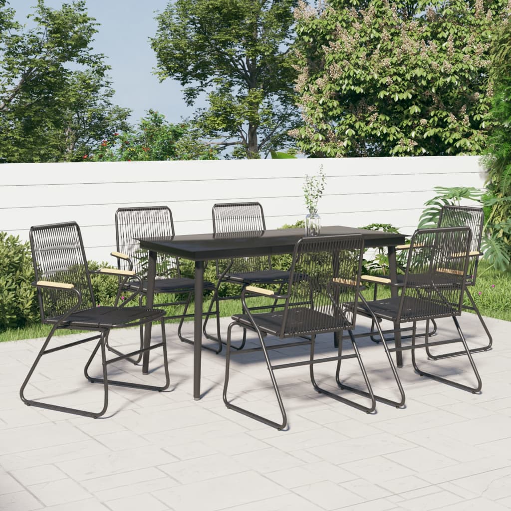 3 Piece Garden Dining Set Black Pvc Rattan
