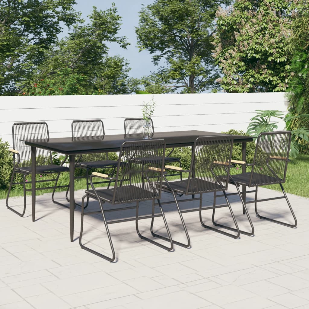 3 Piece Garden Dining Set Black Pvc Rattan
