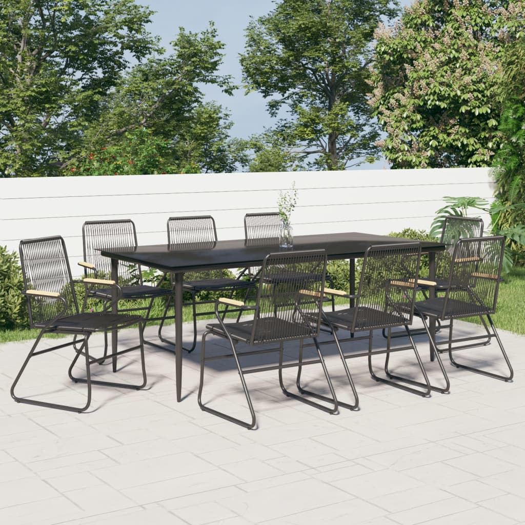 3 Piece Garden Dining Set Black Pvc Rattan