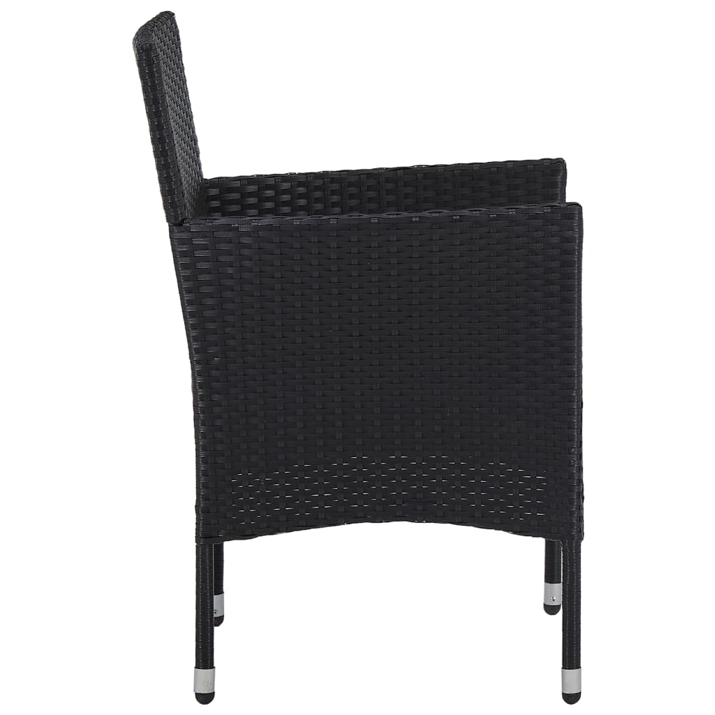 Garden Dining Chairs 2 Pcs Poly Rattan Black