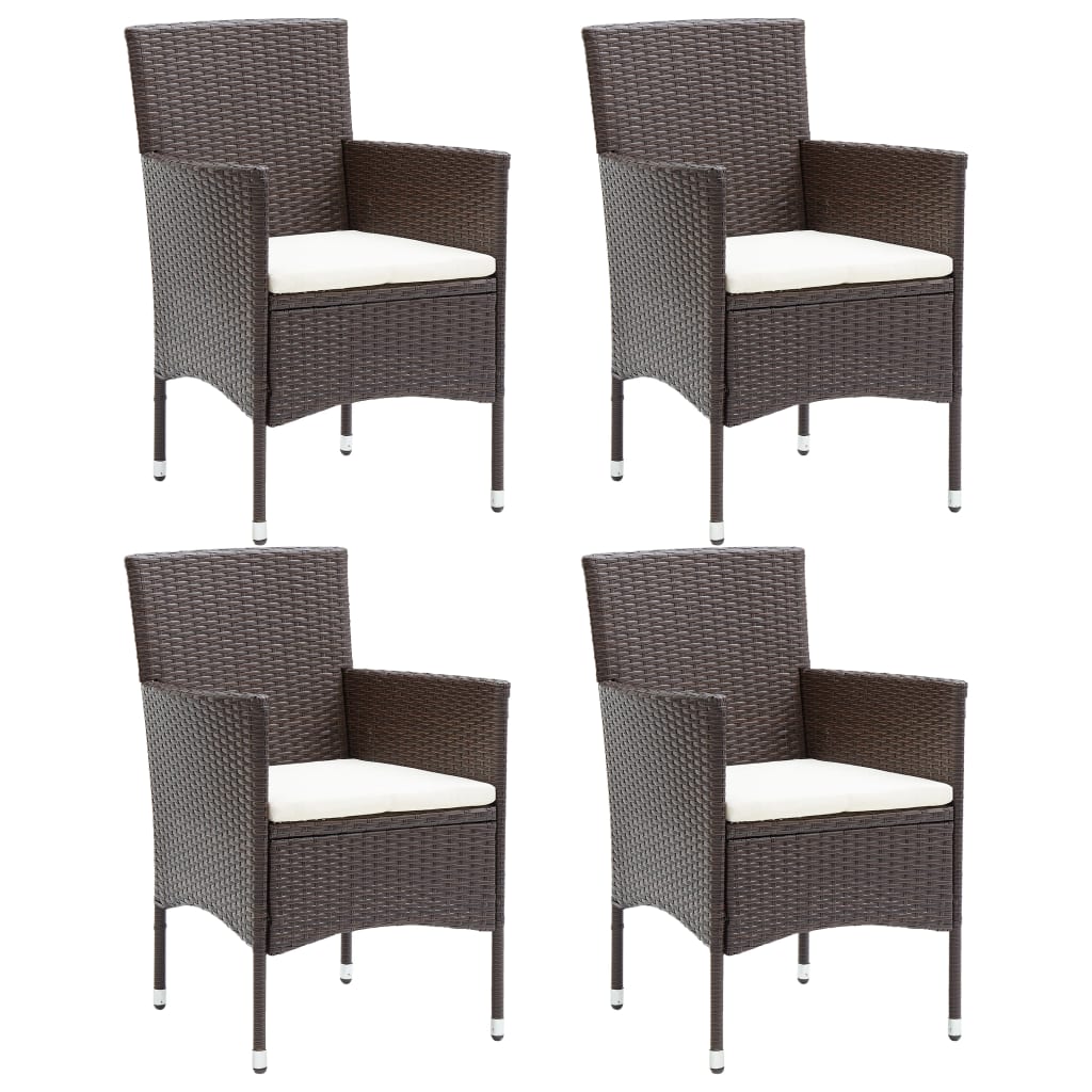 Garden Dining Chairs 4 Pcs Poly Rattan Brown
