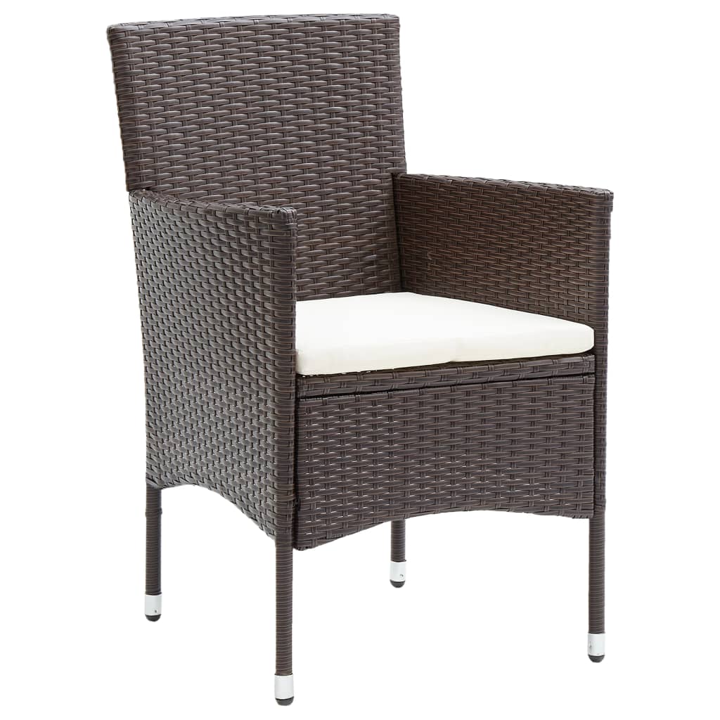 Garden Dining Chairs 4 Pcs Poly Rattan Brown