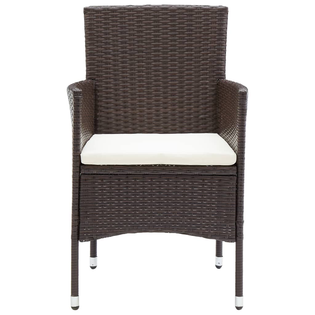 Garden Dining Chairs 4 Pcs Poly Rattan Brown