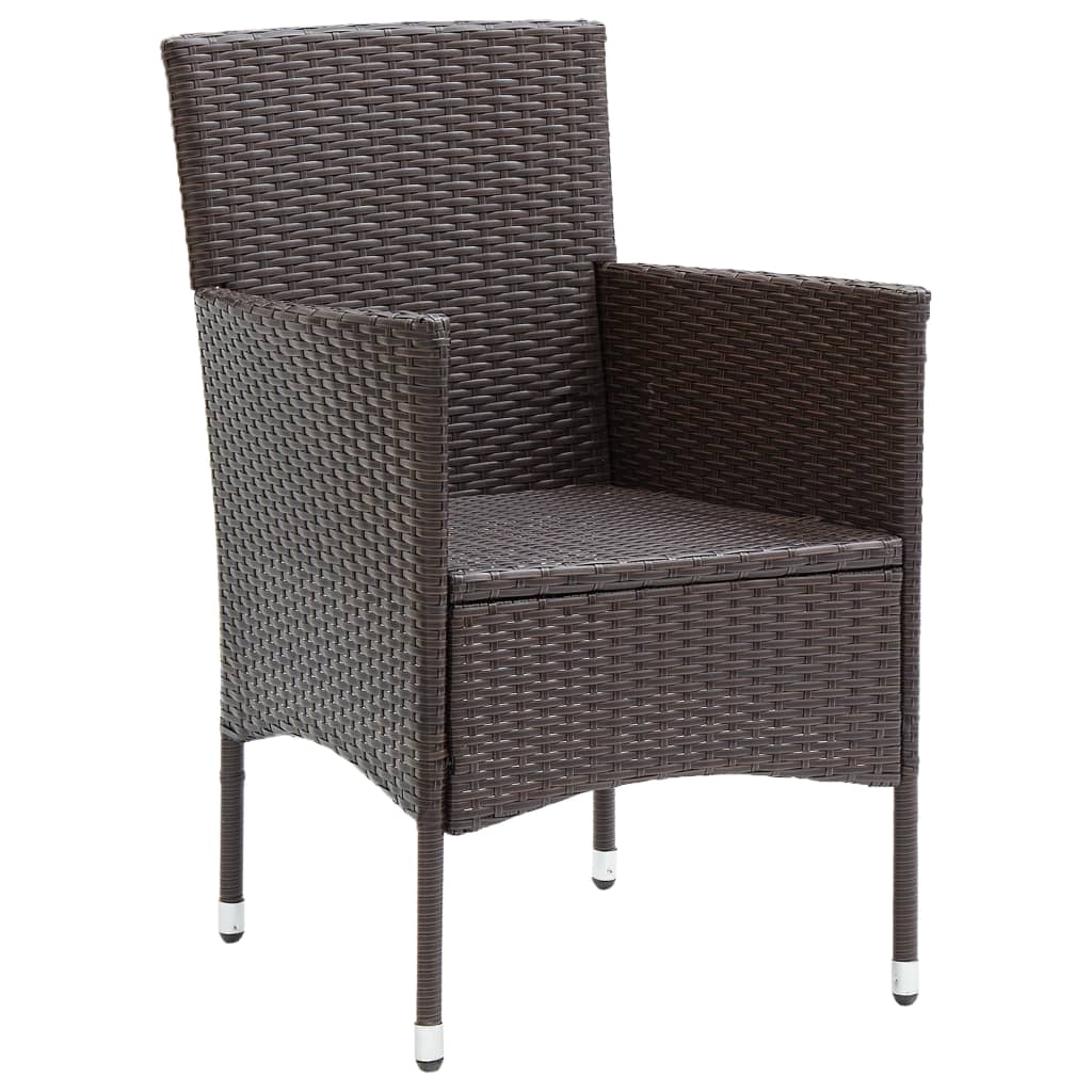 Garden Dining Chairs 4 Pcs Poly Rattan Brown