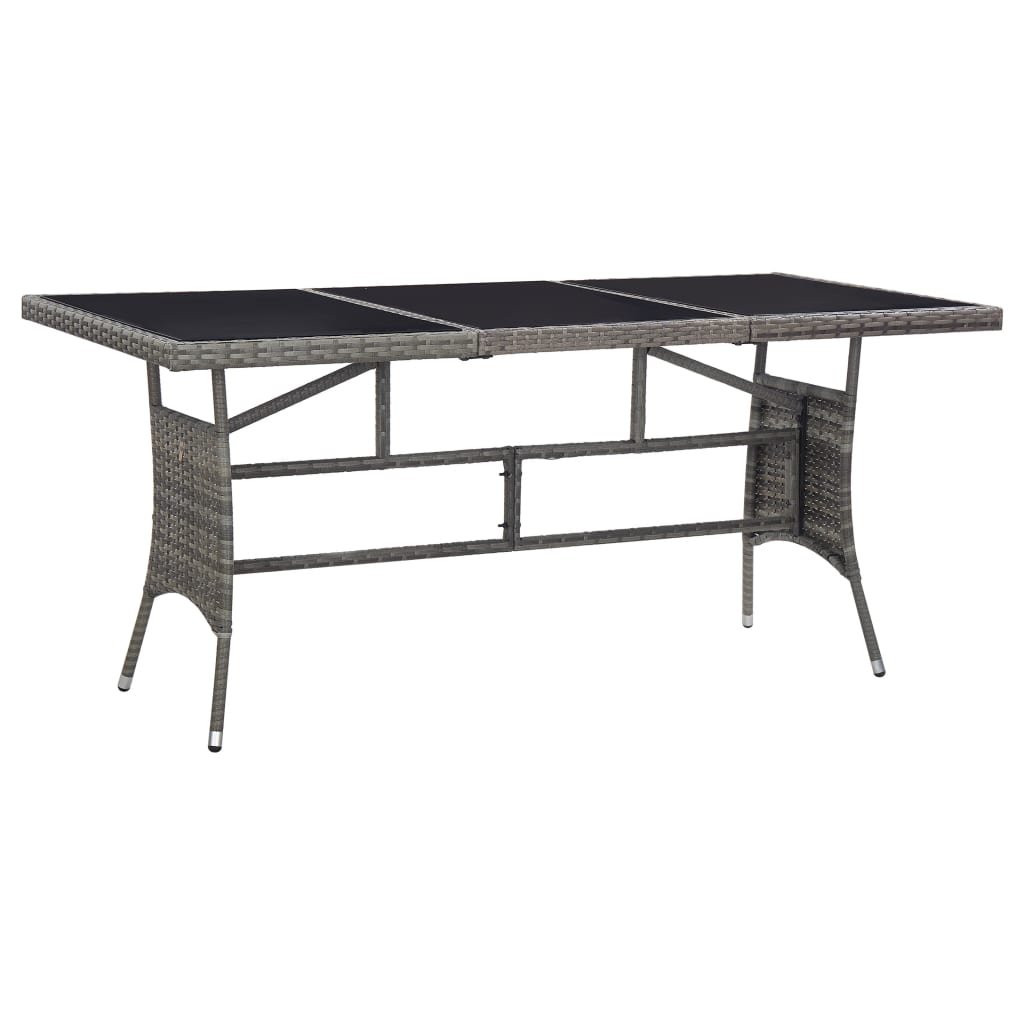 Garden Table Grey Poly Rattan