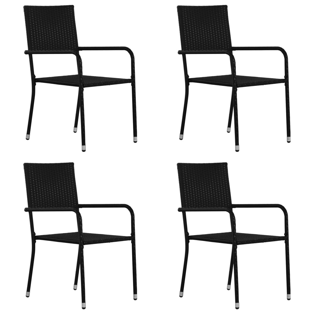 Garden Dining Chairs 4 Pcs Stackable Poly Rattan