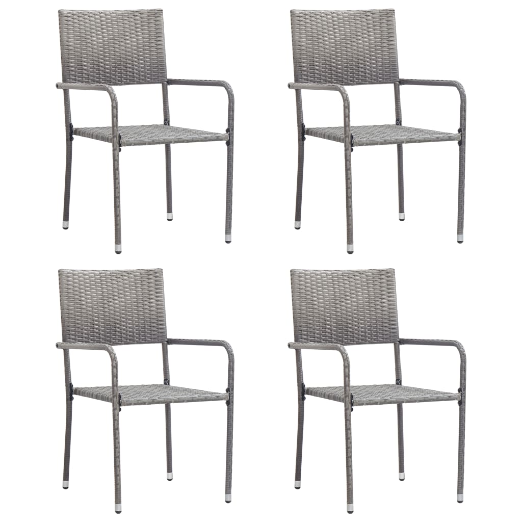 Garden Dining Chairs 4 Pcs Stackable Poly Rattan