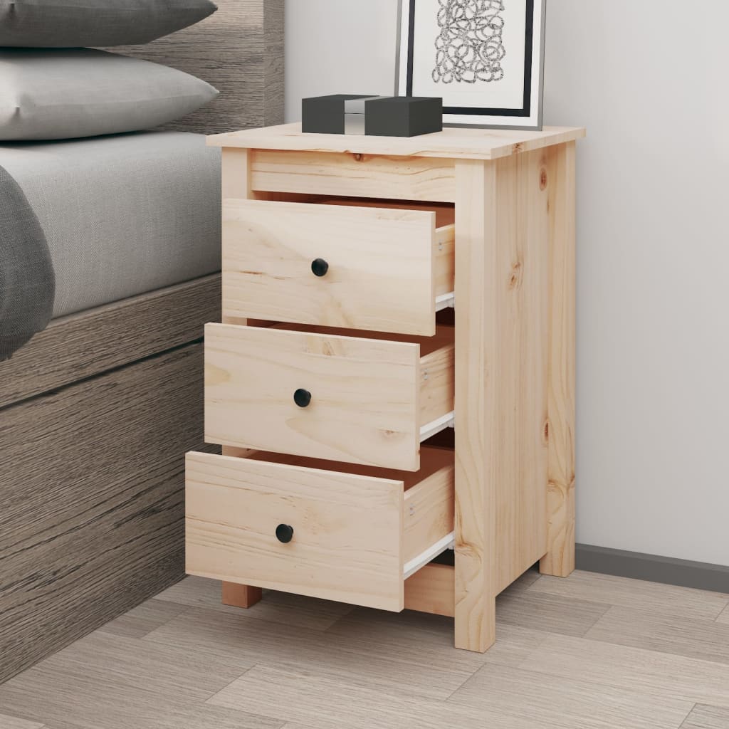 Bedside Cabinet 40X35X61.5 Cm Solid Wood Pine