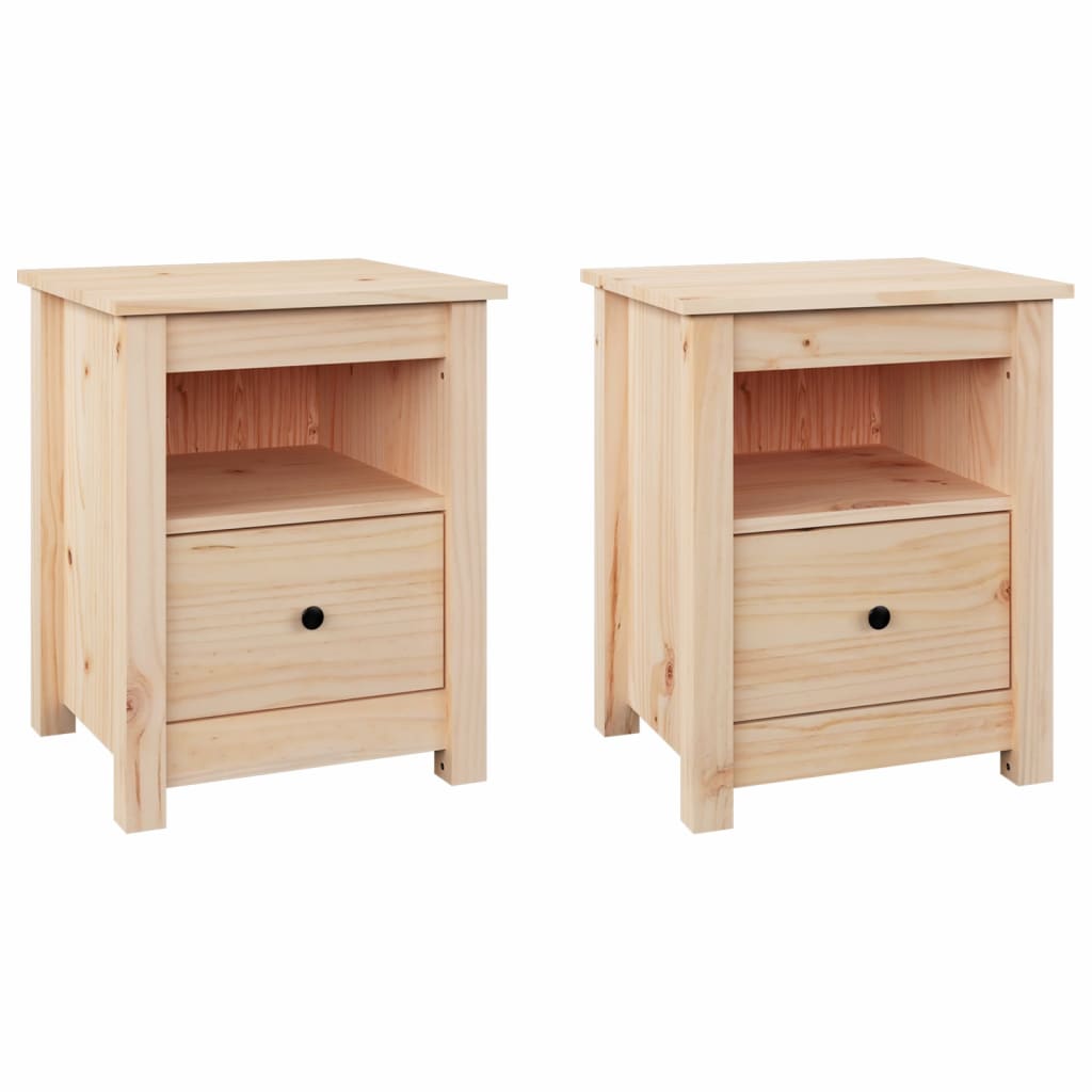 Bedside Cabinets 2 Pcs 40X35X49 Cm Solid Wood Pine