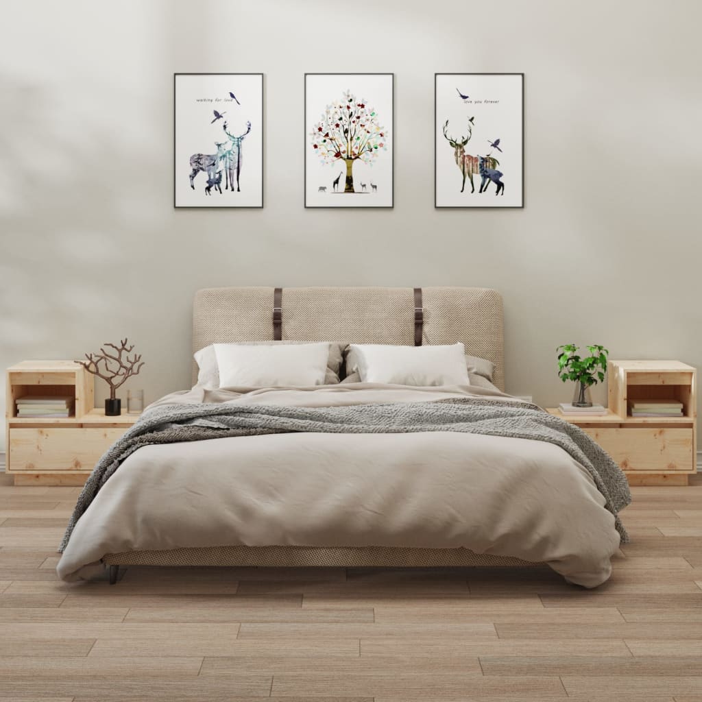 Bedside Cabinet 60X34X51 Cm Solid Wood Pine