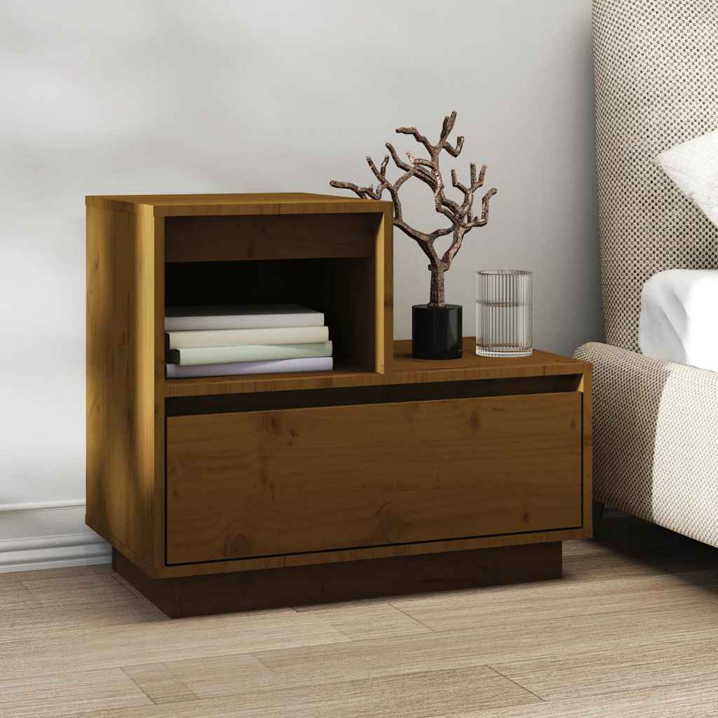 Bedside Cabinet 60X34X51 Cm Solid Wood Pine