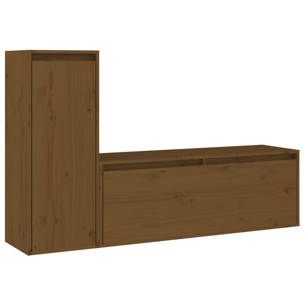 Tv Cabinets 2 Pcs Solid Wood Pine